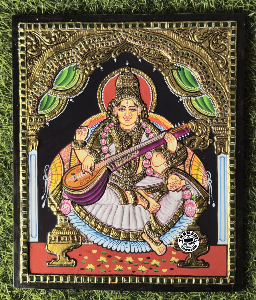 Goddess Saraswathi Tanjore Painting