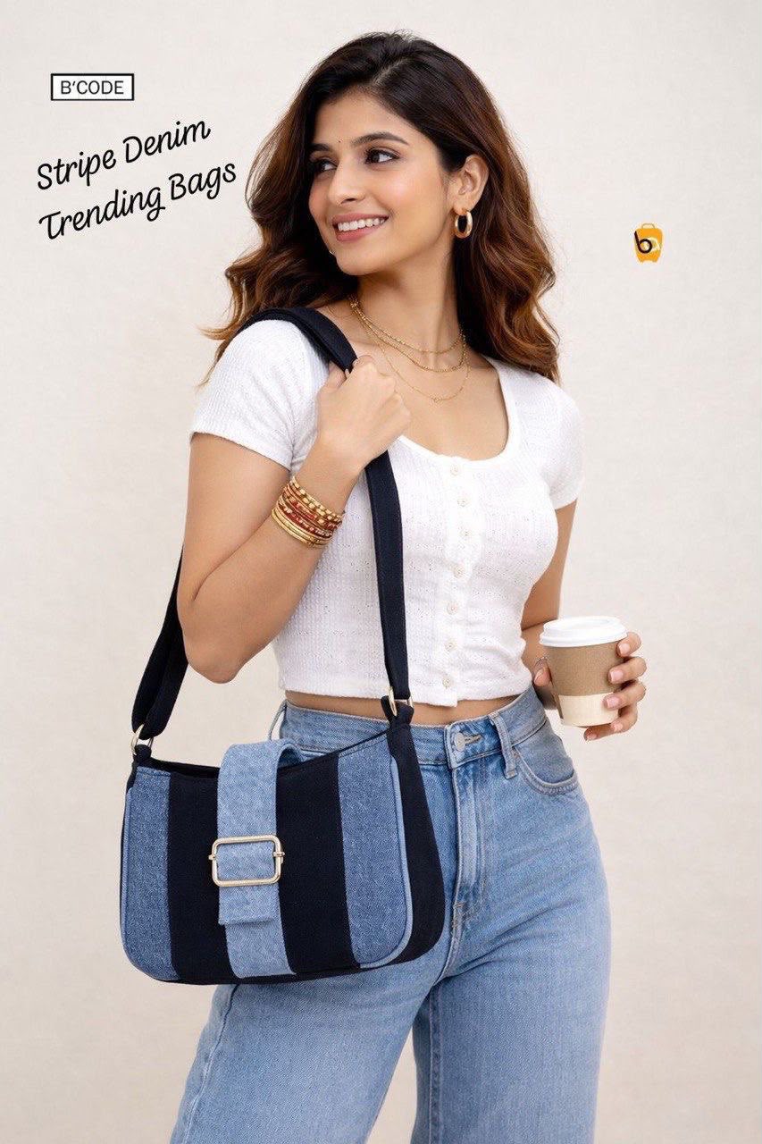 Stripe Denim Shoulder SLING BAGS