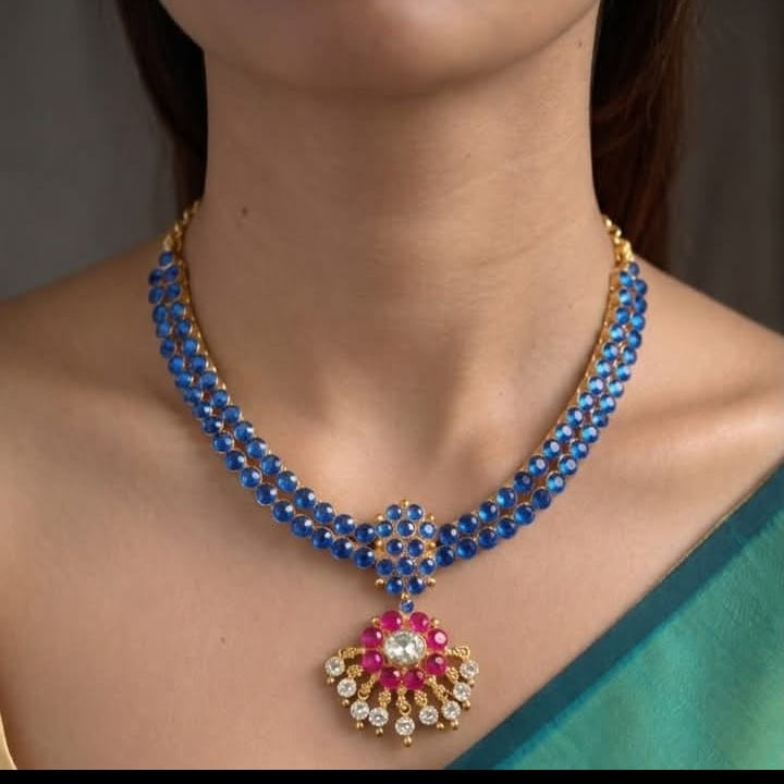 Temple Jewellery Neck Piece Blue