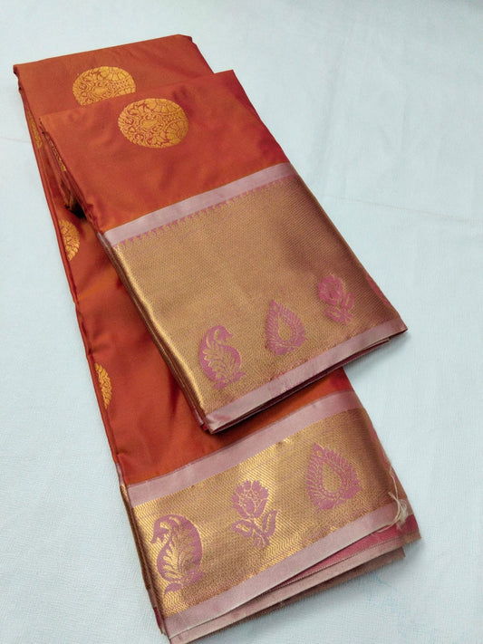 Fancy Body Zari Butta with Contrast Rich Zari Pallu & Blouse
