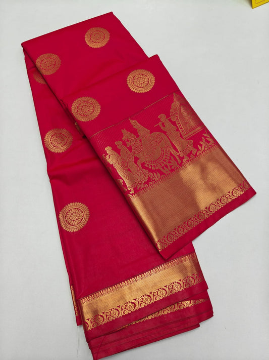 Fancy Body Zari Butta with Contrast Rich Zari Pallu & Blouse