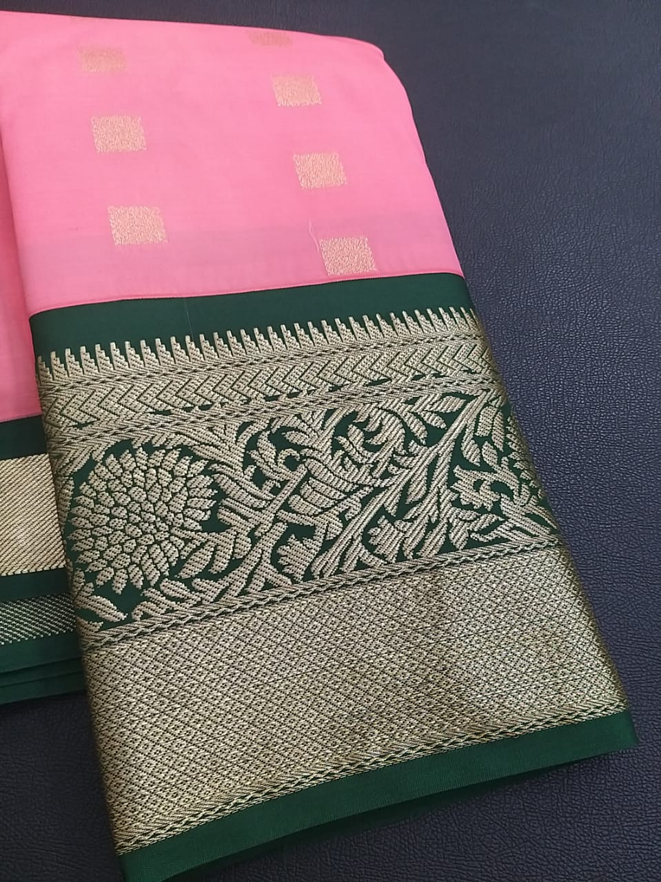 Fancy Body Zari Butta with Contrast Rich Zari Pallu & Blouse