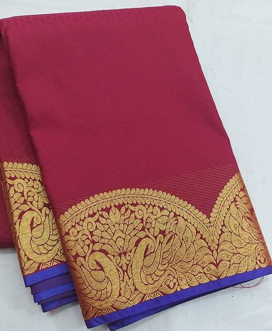 Body Silk Embose Design with Contrast Pallu & Blouse