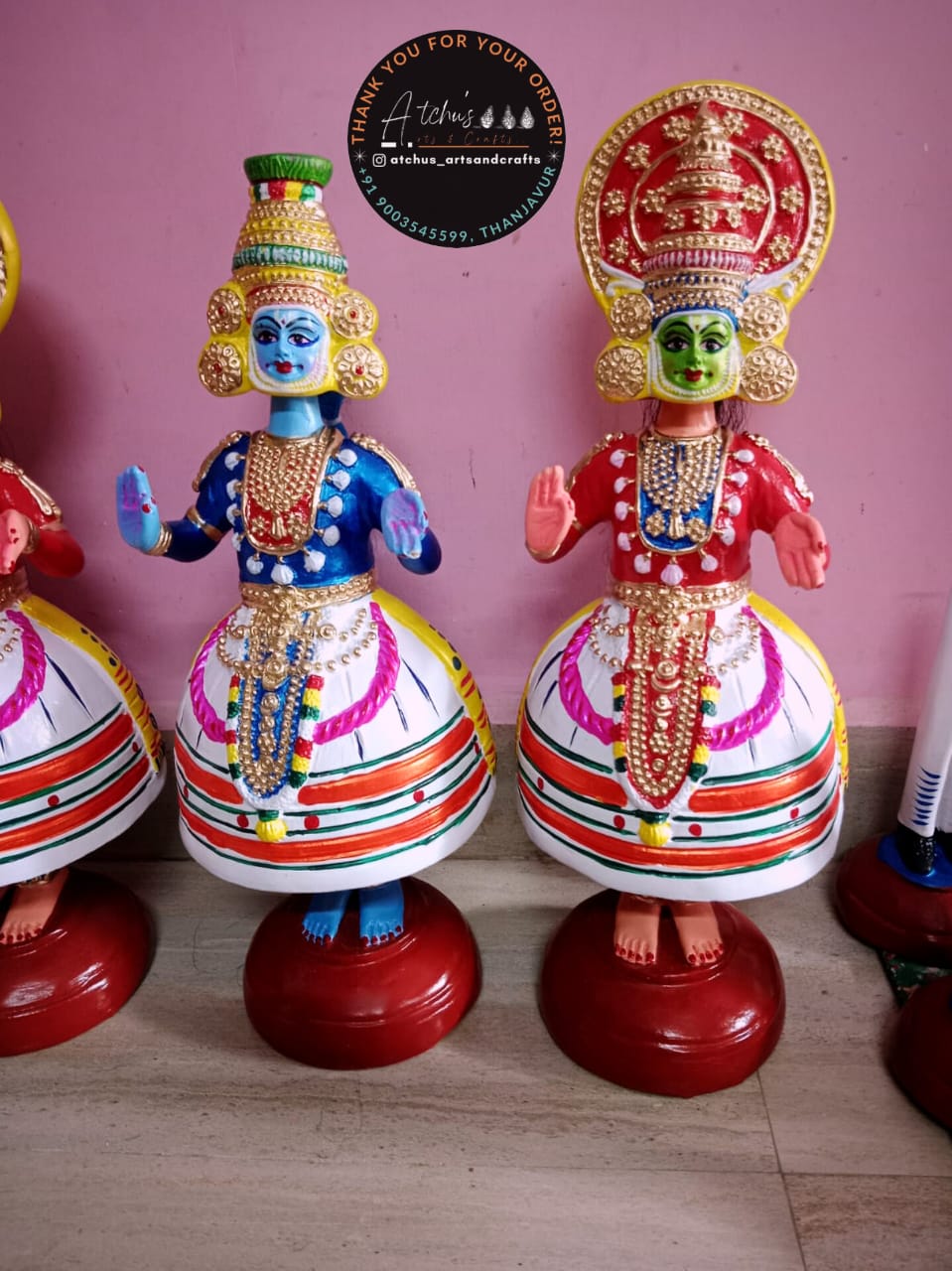 Hastha Kalalu Handcrafted Kathakali Dancing Doll Pair