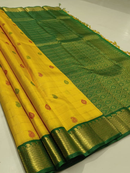 Double Warp Korvai Vairausi Katta Putta Rich Pallu Saree