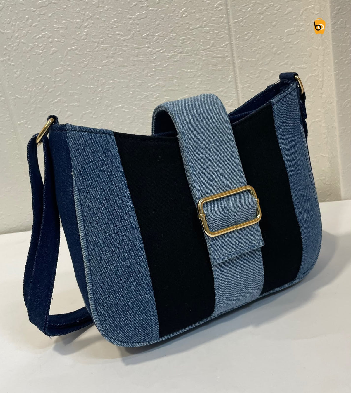 Stripe Denim Shoulder SLING BAGS