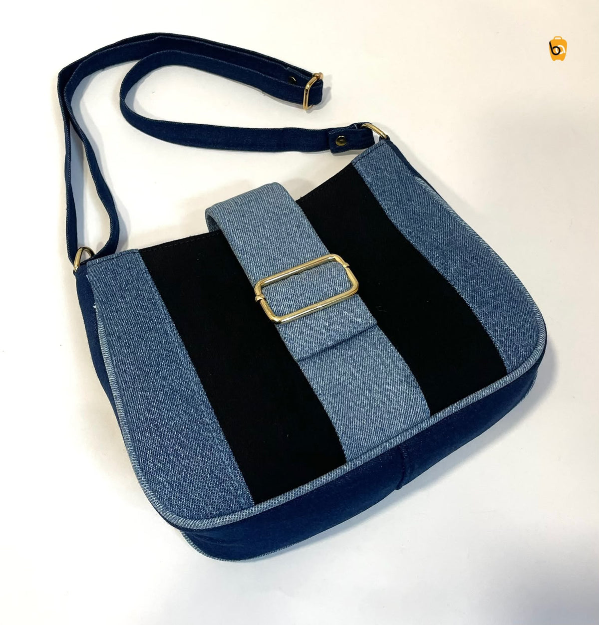 Stripe Denim Shoulder SLING BAGS