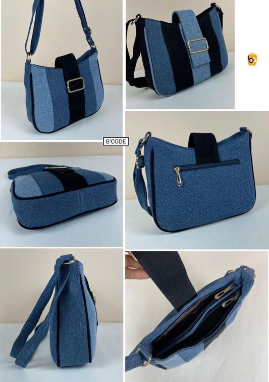 Stripe Denim Shoulder SLING BAGS