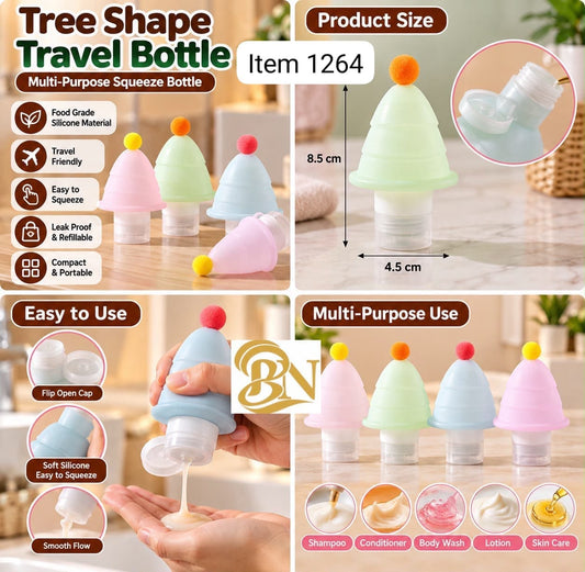 Set of 3 Pcs Refillable Collapsible SiliconTravel Bottles