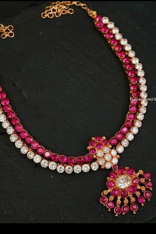 Temple Jewellery Neck Piece Pink