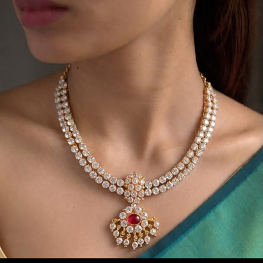 Temple Jewellery Neck Piece White
